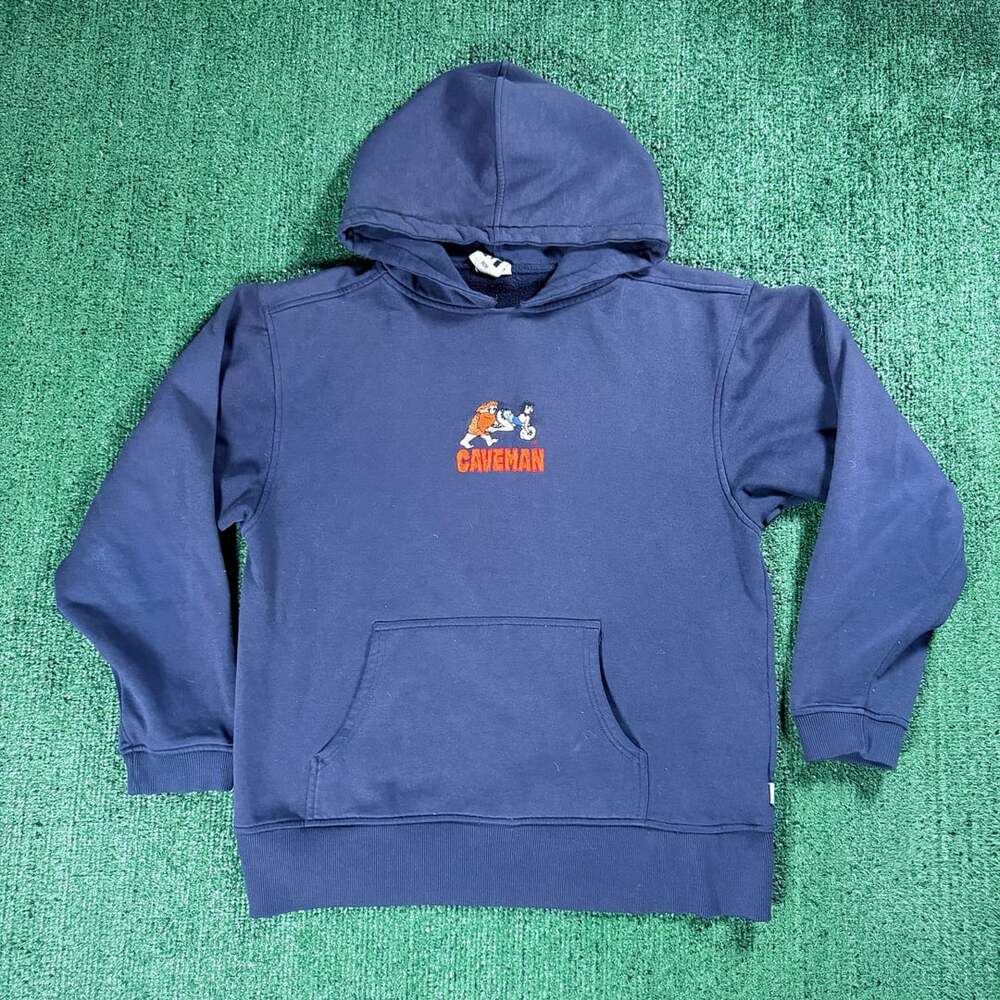 Blend Caveman Hoodie Size Medium Blue Embroidered 2011
